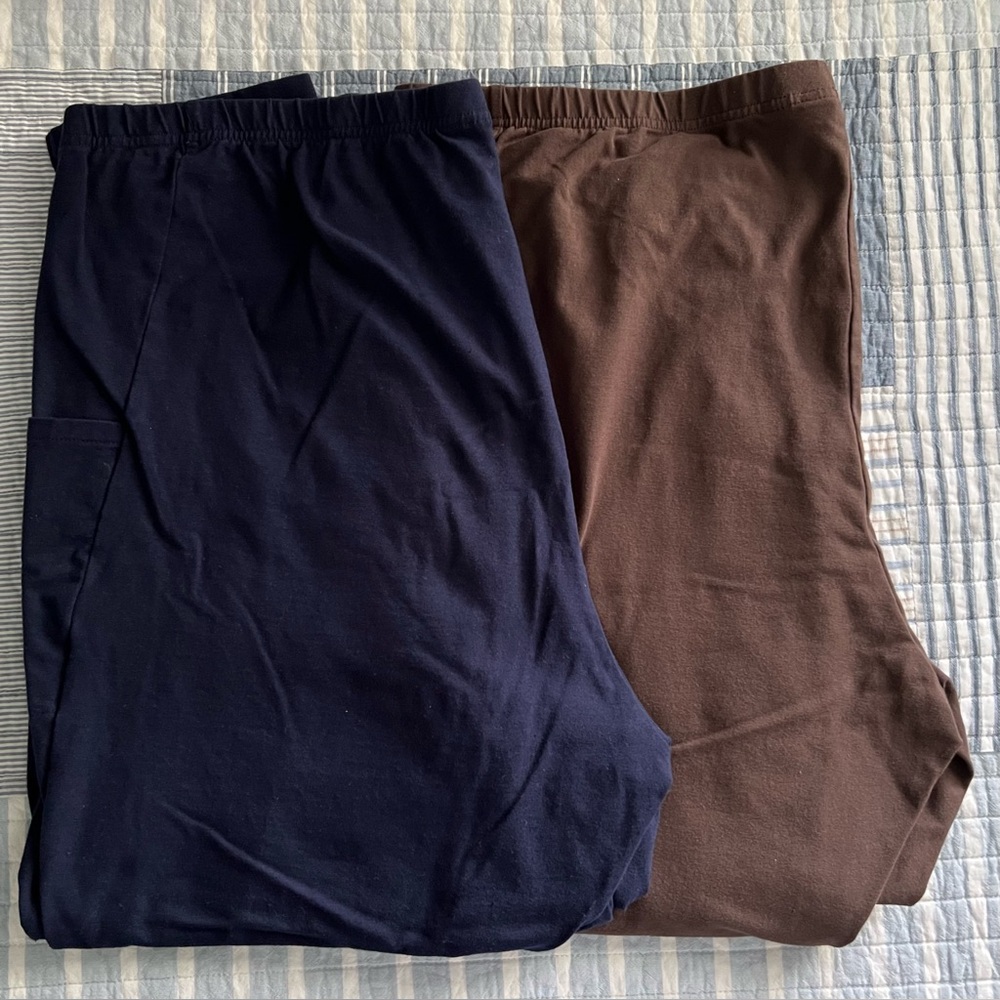 Woman Within Navy and Brown Leggings